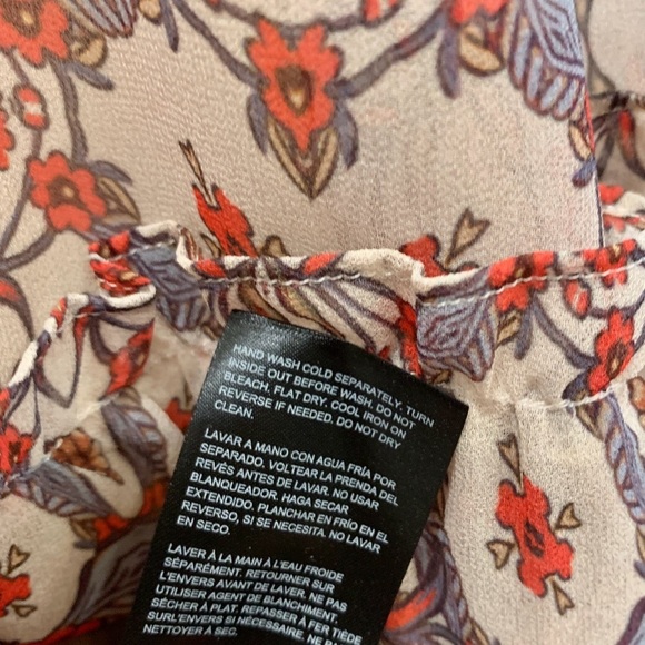 Bebe Orange Blue Floral Boho Printed Chiffon Babydoll Maxi Dress - Picture 13 of 14